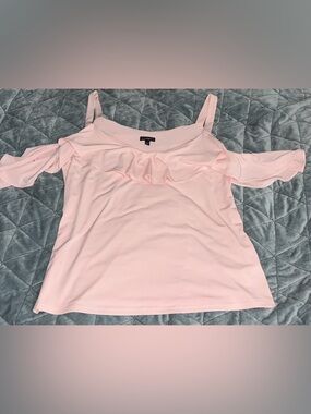 Express Pink Cold Shoulder Top Ruffle Blouse Strappy Size L